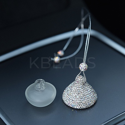 Full Rhinestone Mushroom Glass Perfume Bottles Air Freshener Diffuser Bottle Hanging Ornaments PW-WG8D50A-01-1