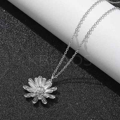 304 Stainless Steel Sunflower Pendant Cable Chain Necklaces for Women NJEW-R011-02P-1