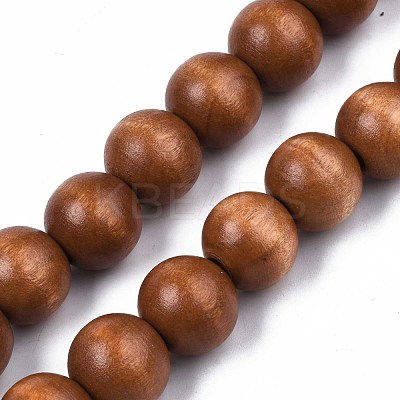Spray Painted Natural Wood Beads Strands WOOD-S053-57E-1