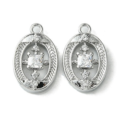 Brass Micro Pave Cubic Zirconia Charms KK-D092-04P-1