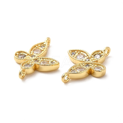 Rack Plating Brass Pave Cubic Zirconia Connector Charms KK-D087-04G-1