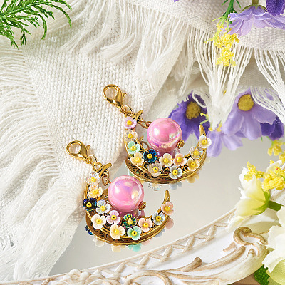 2Pcs Alloy & Resin & Acrylic Pendant Decorations HJEW-TAC0111-1