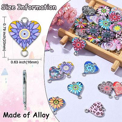42Pcs 21 Styles Alloy Enamel Connector Charms ENAM-CJ0004-42-1