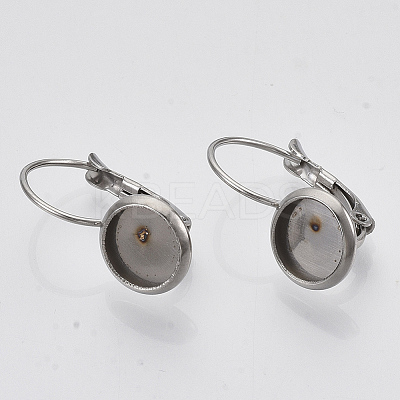 Tarnish Resistant Flat Round Tray Smooth Surface 304 Stainless Steel Leverback Earring Findings LS-STAS-R065-64-1