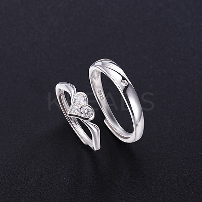 Awesome Rhodium Plated 925 Sterling Silver Couple Rings JR373A-1