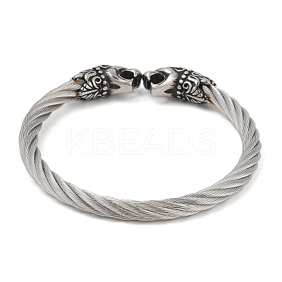 Viking 304 Stainless Steel Open Cuff Bangles for Men BJEW-U001-06D-AS-1