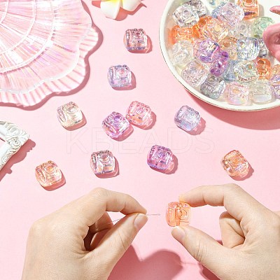 40Pcs 8 Colors UV Plating Transparent Acrylic Beads PACR-CJ0001-46-1