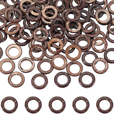 200Pcs Dyed Wood Jewelry Findings Coconut Linking Rings COCO-SC0001-02-1