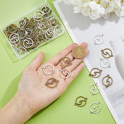 80Pcs 2 Styles Tibetan Style Alloy Connector Charms TIBE-DC0001-11-1