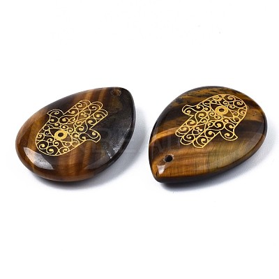 Natural Tiger Eye Pendants G-T122-73C-1