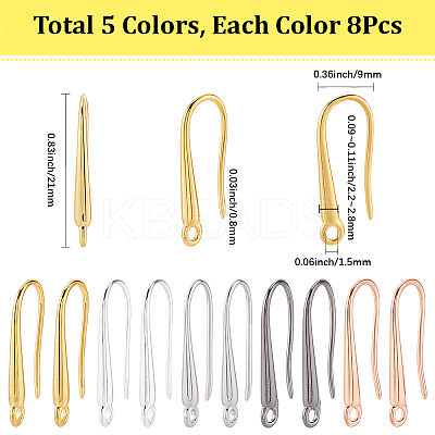 40Pcs 5 Colors Eco-Friendly Brass Earring Hooks KK-SC0006-48-1
