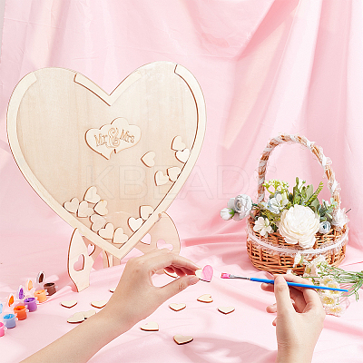 Heart Shape Wooden Guest Book Ornaments DJEW-WH0034-80-1