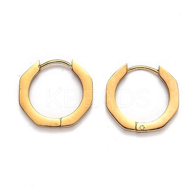 304 Stainless Steel Octagon Huggie Hoop Earrings STAS-J033-04B-G-1