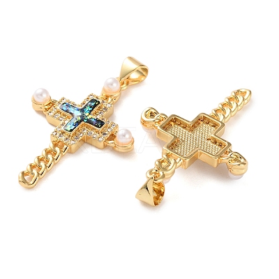 BBrass Micro Pave Clear Cubic Zirconia Pendants KK-S048-02G-1