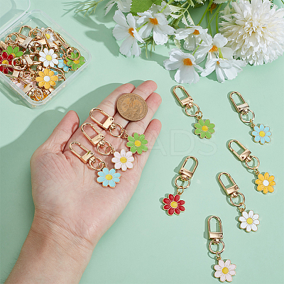 24Pcs 6 Colors Flower Alloy Enamel Pendant Decorations KEYC-PH01580-1