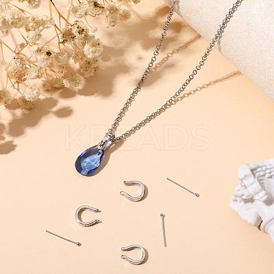 Anti-Tarnish 4Pcs 925 Sterling Silver Teardrop Pendant Bails with Ball Head Pins STER-BBC0001-92-1