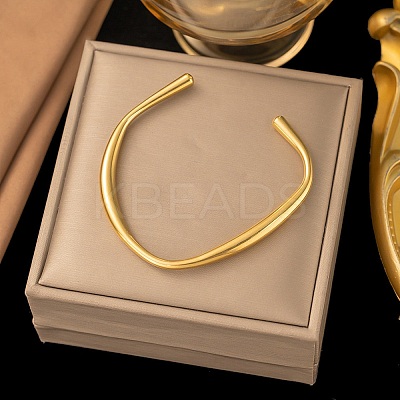 304 Stainless Steel C-Shaped Cuff Bangles for Women LS-BJEW-G759-02G-1