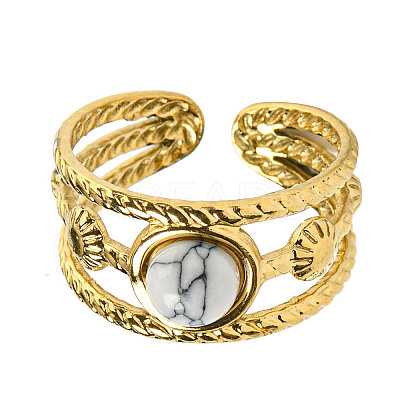 Ion Plating(IP) 304 Stainless Steel Open Cuff Rings RJEW-C079-14G-1
