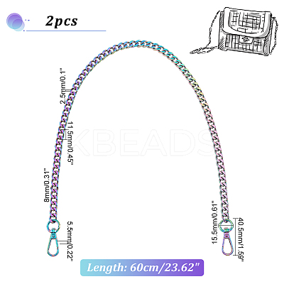 2Pcs Zinc Alloy Curb Chain Bag Handles FIND-PH0009-82A-1
