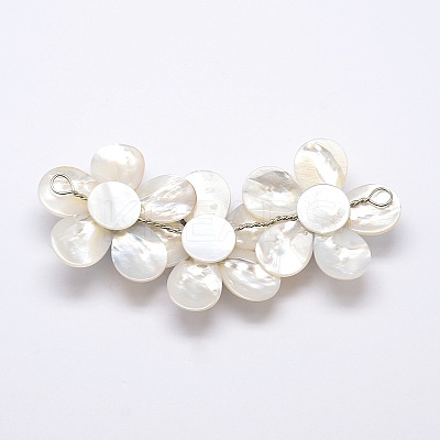 Natural White Shell Mother of Pearl Shell Flower Big Pendants SSHEL-J034M-11-1