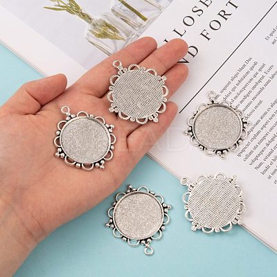 Tibetan Style Alloy Pendant Cabochon Settings TIBEP-N003-55AS-1