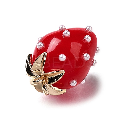 Strawberry Brass Acrylic Pendants OACR-R006-02G-02-1