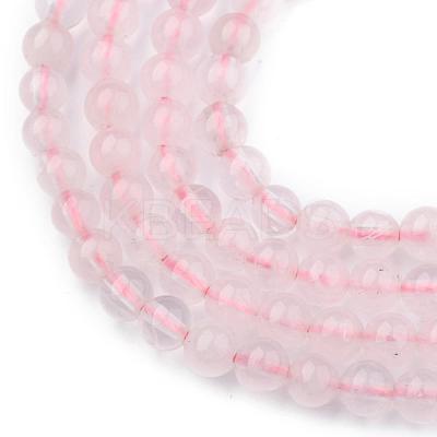 Natural Rose Quartz Round Beads Strands G-P072-05-4mm-1