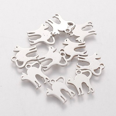 Tarnish Resistant 304 Stainless Steel Kitten Charms STAS-Q201-T155-1