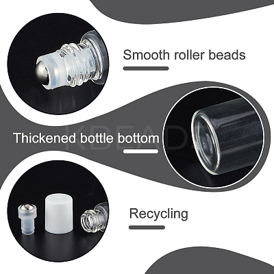 24Pcs Transparent Glass Roller Ball Bottles MRMJ-BC0003-35-1