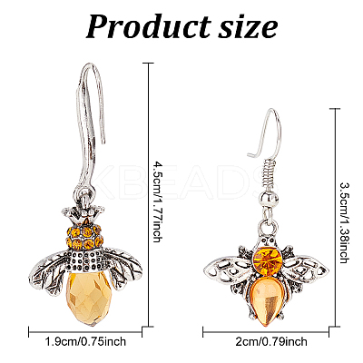 2 Pairs 2 Style Chocolate Glass Bees Dangle Earrings EJEW-AN0002-88-1