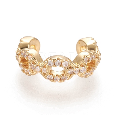 Brass Micro Pave Clear Cubic Zirconia Cuff Earrings EJEW-M195-09G-1