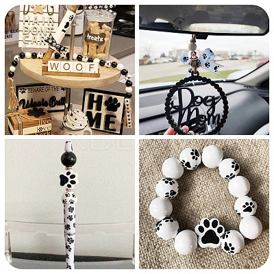 Printed Wood European Beads WOOD-TA0002-66-1