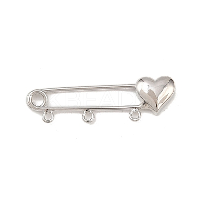 Heart Brass Brooch Findings KK-Z132-01P-01-1