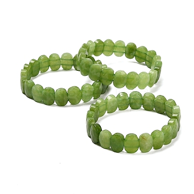 Oval Natural Malaysia Jade Beaded Stretch Bracelets G-P589-02A-06-1