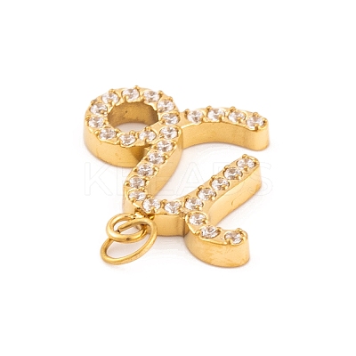 316 Stainless Steel Micro Pave Cubic Zirconia Pendants STAS-K284-01E-G-1