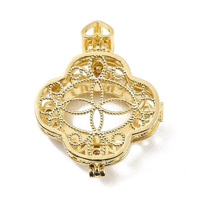 Rack Plating Brass Micro Pave Cubic Zirconia Locket Pendants KK-C241-02G-1
