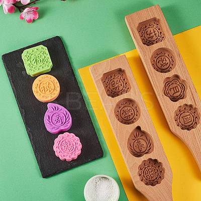 Flower & Flat Round & Square Wooden Press Mooncake Molds BAKE-SZ0001-04-1