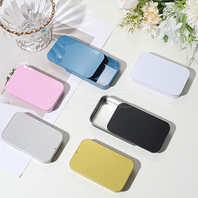 6Pcs Slide Top Tinplate Trinket Storage Boxes CON-SP0001-23B-1