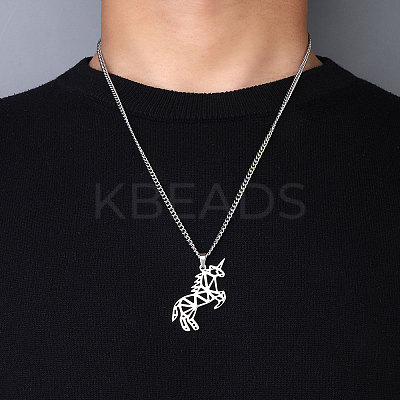Non-Tarnish 201 Stainless Steel Pendant Necklaces for Man NJEW-Q336-02D-P-1