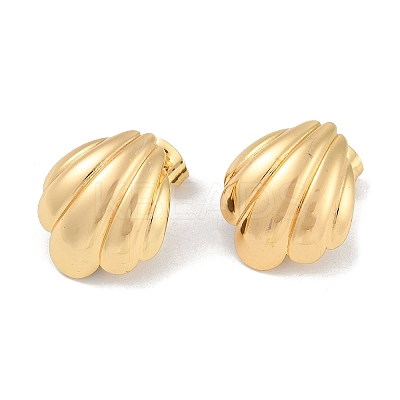 201 Stainless Steel Shell Shape Stud Earrings EJEW-I309-04G-1