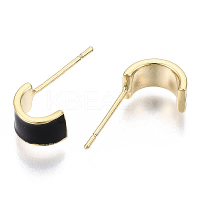 Brass Enamel Half Hoop Earrings KK-N232-97B-NF-1