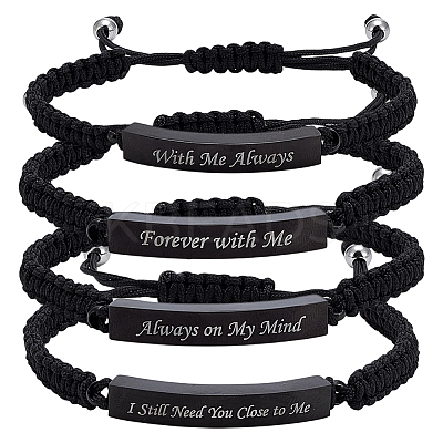 4Pcs 4 Styles Stainless Steel Urn Ashes Link Bracelets BJEW-UN0002-04-1