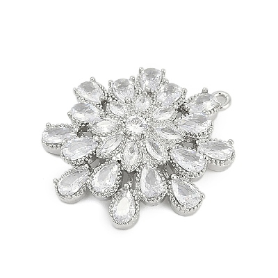 Brass Micro Pave Cubic Zirconia with Glass Pendants KK-Q026-16P-1