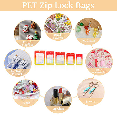 50Pcs 5 Styles Rectangle Glitter Holographic PVC Resealable Packaging Bags ABAG-TA0001-91-1