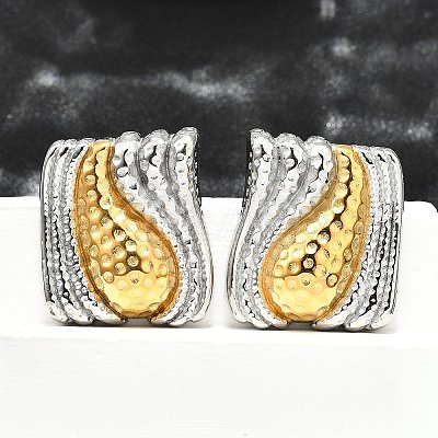 304 Stainless Steel Two-tone Stud Earrings for Women EJEW-R023-01GP-02-1