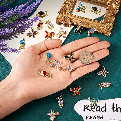 24Pcs 12 Style Glass Rhinestone Pendants FIND-TA0003-03-1