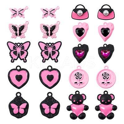 20Pcs 10 Style Spray Painted Alloy Pendants FIND-TA0002-89-1