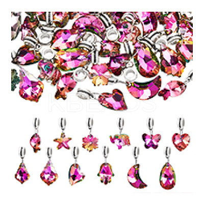 36Pcs 12 Styles Alloy Glass European Dangle Charms PALLOY-PH01787-1