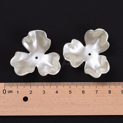 3-Petal Flower ABS Plastic Imitation Pearl Bead Caps OACR-R016-05-1