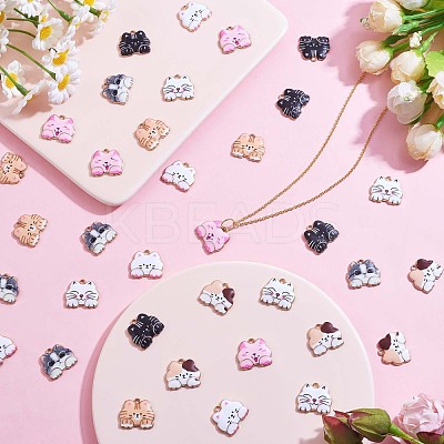 35 Pieces Cat Enamel Charm Pendant Alloy Enamel Animal Charm Mixed Color for Jewelry Necklace Bracelet Earring Making Crafts JX249A-1